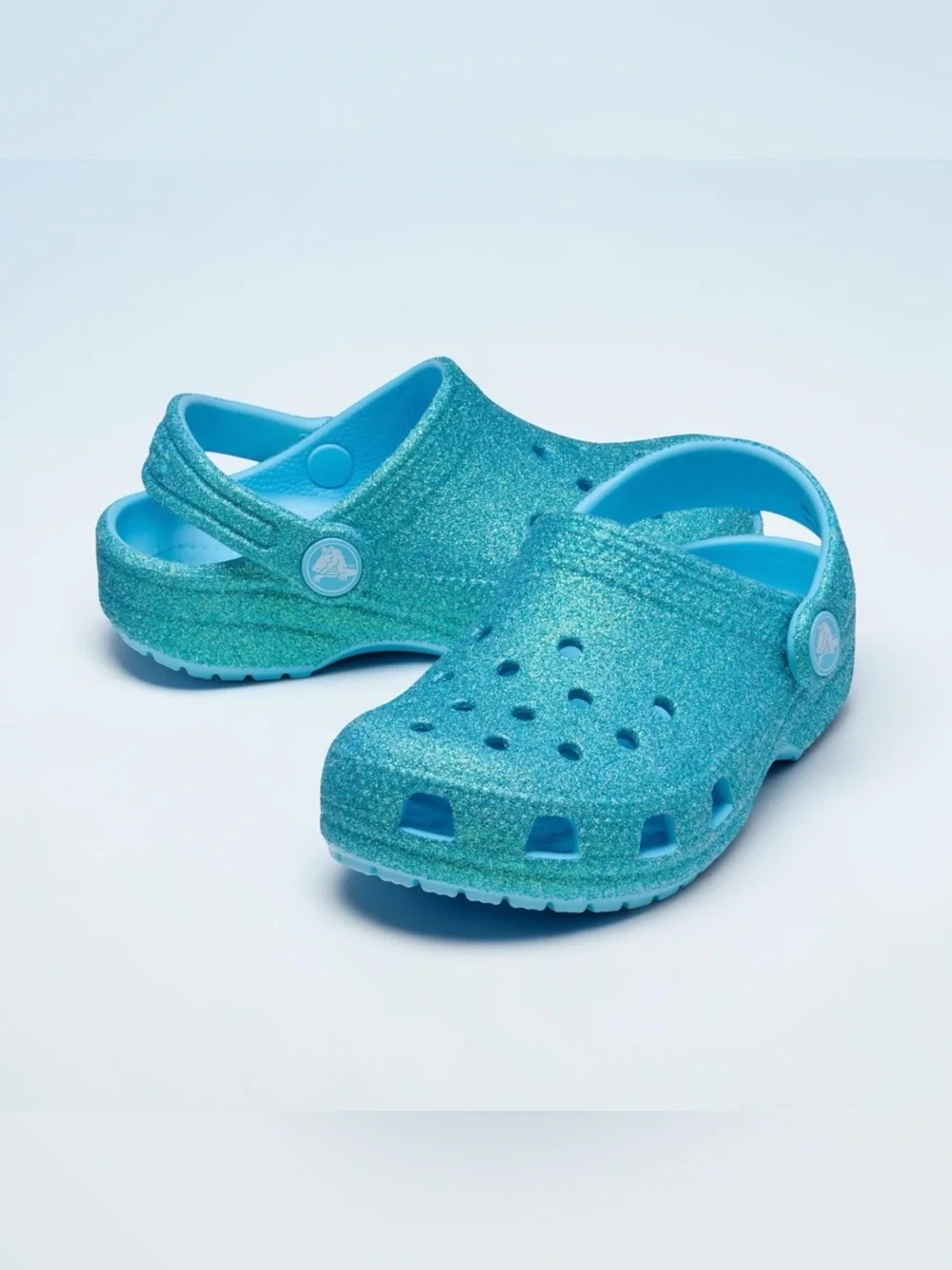 CROCS Kids' Sparkle Clogs - Teal Glitter